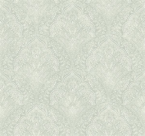 Celeste Blue Paisley Damask