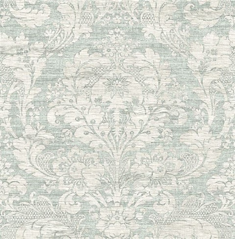 Loren Blue Fabric Damask