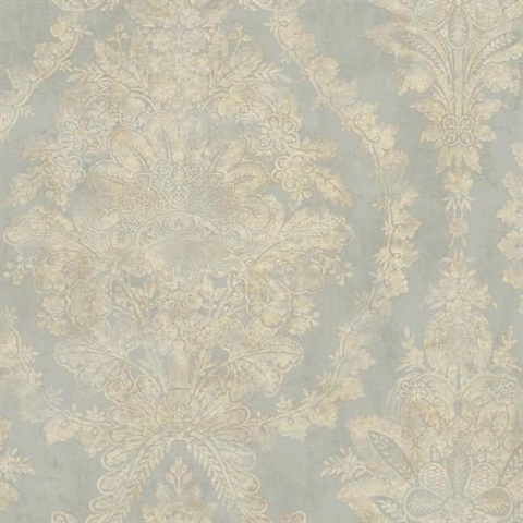 Silver Charleston Damask Wallpaper