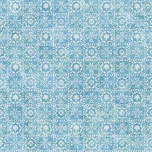 Shell Bay Blue Scallop Damask