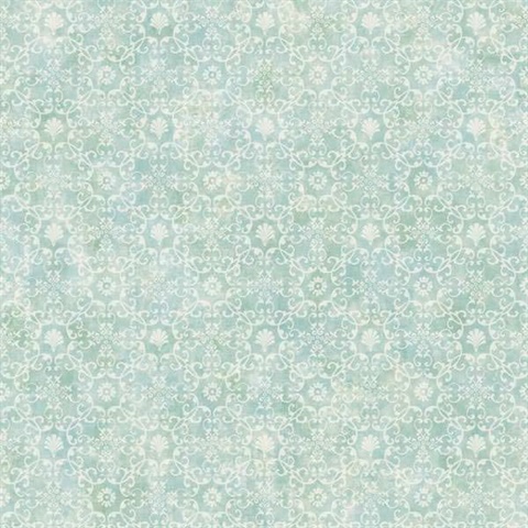 Shell Bay Teal Scallop Damask