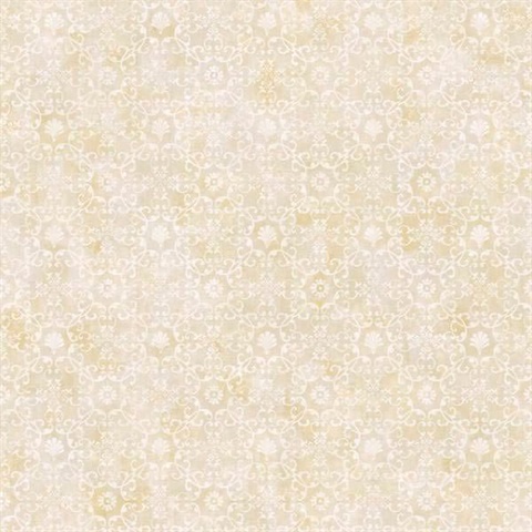 Shell Bay Beige Scallop Damask