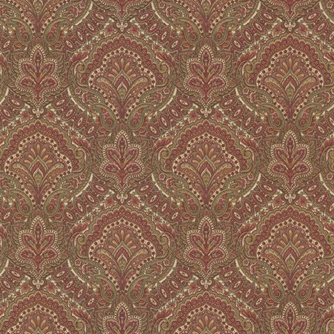 Cypress Burgundy Paisley Damask