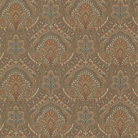 Cypress Chestnut Paisley Damask