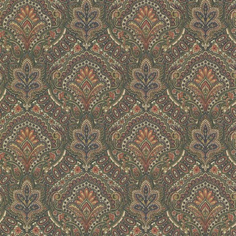 Cypress Sage Paisley Damask
