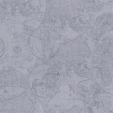 Cartography Blue Vintage World Map