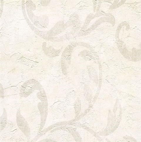 Plume Cream Modern Scroll Wallpaper