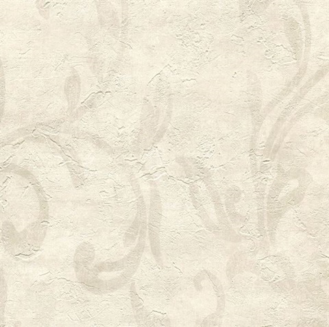 Plume Wheat Modern Scroll Wallpaper