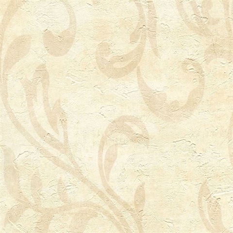 Plume Sand Modern Scroll Wallpaper