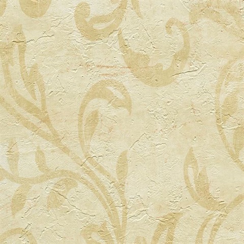 Plume Buttered Modern Scroll Wallpaper