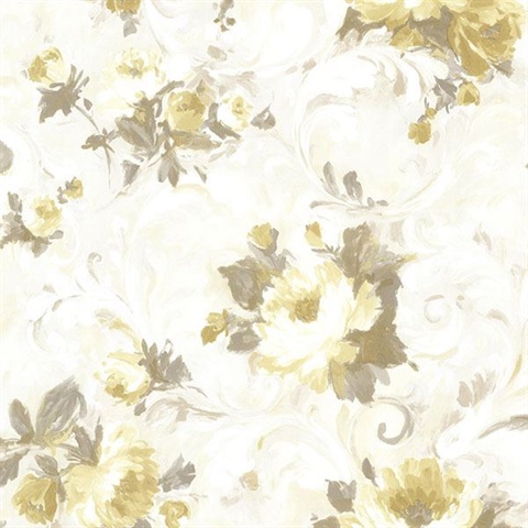 Jasmine Yellow Floral Scroll