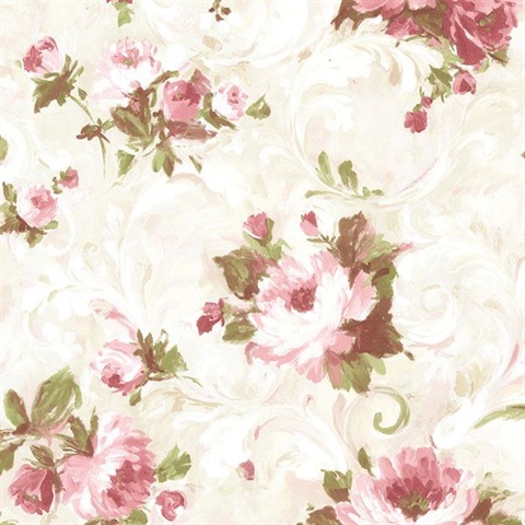 Jasmine Rose Floral Scroll