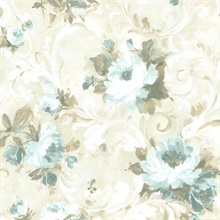 Jasmine Blue Floral Scroll