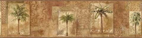 Brown Tropical Palm Trees Border