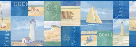 Blue Coastal Breeze Collage Border