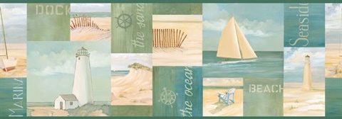 Green Coastal Breeze Collage Border