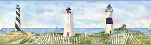 Blue Coastal Lighthouse Border