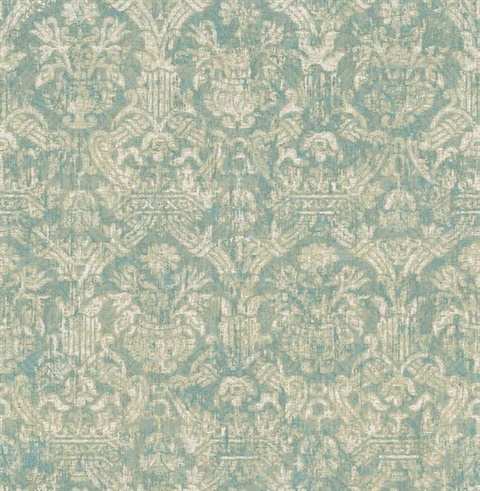 Lotus Turquoise Damask