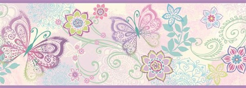 Fantasia Purple Boho Butterflies Scroll