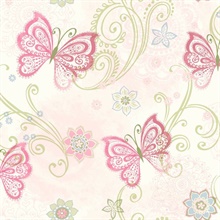 Fantasia Pink Boho Butterflies Scroll