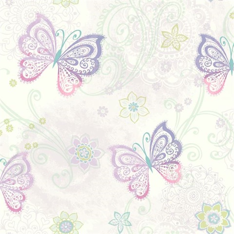 Fantasia Purple Boho Butterflies Scroll
