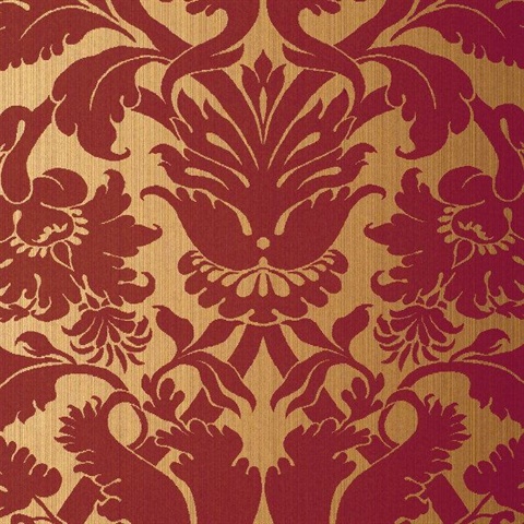 Fiorella Damask Red on Gold