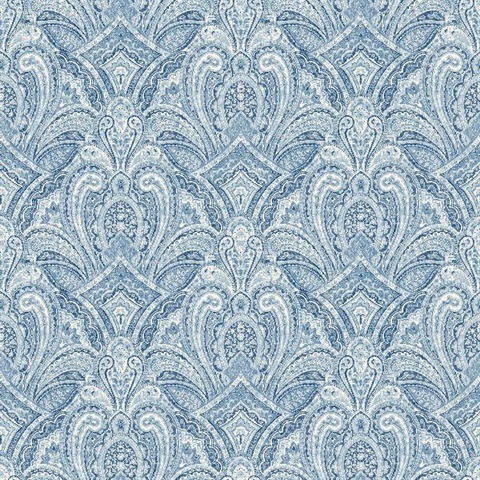 Barnes Blue Paisley Damask