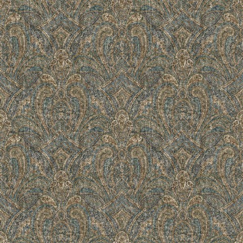 Barnes Navy Paisley Damask