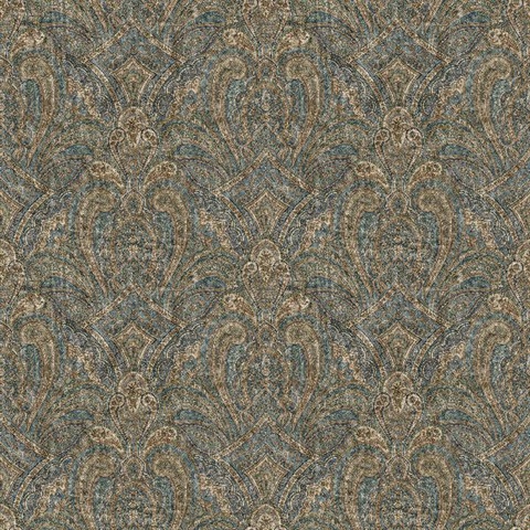 Barnes Navy Paisley Damask