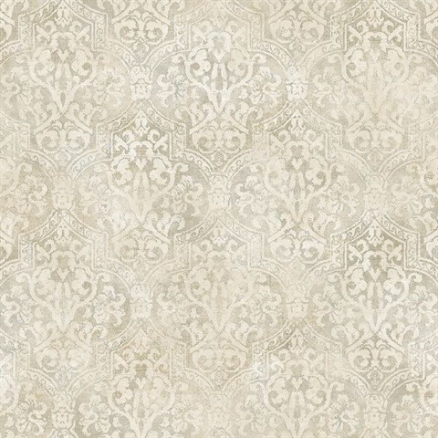 Frederick Light Grey Quatrefoil Medallion