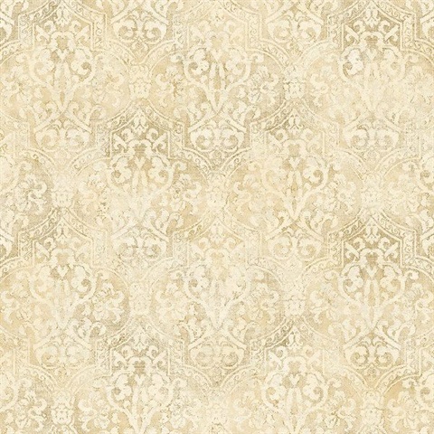 Frederick Beige Quatrefoil Medallion