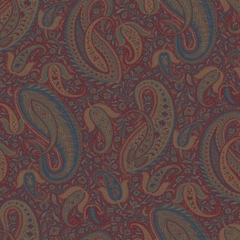 Nathaniel Burgundy Modern Paisley