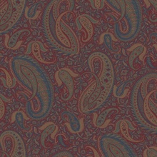 Nathaniel Burgundy Modern Paisley