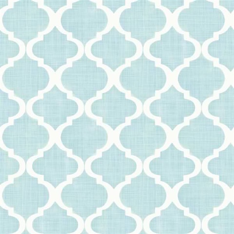 Tabitha Aqua Watercolor Quatrefoil