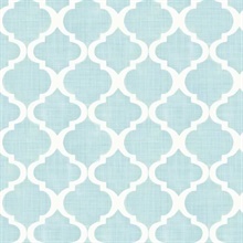 Tabitha Aqua Watercolor Quatrefoil