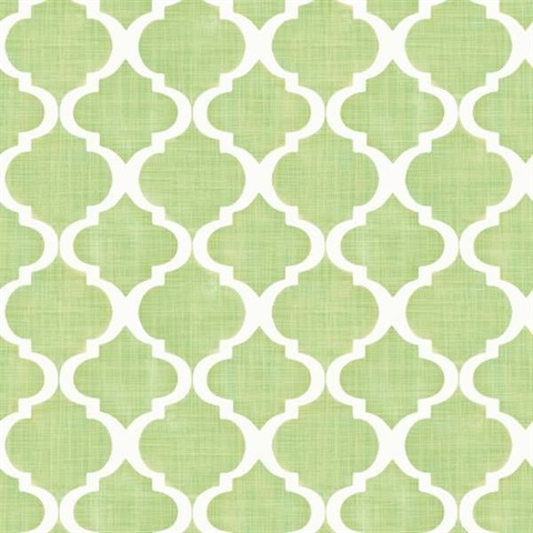 Tabitha Golden Green Watercolor Quatrefoil