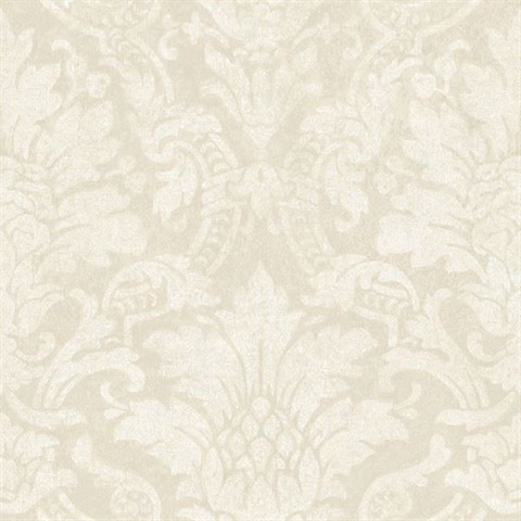 Cynthia Grey Distressed Damask Wallpaper