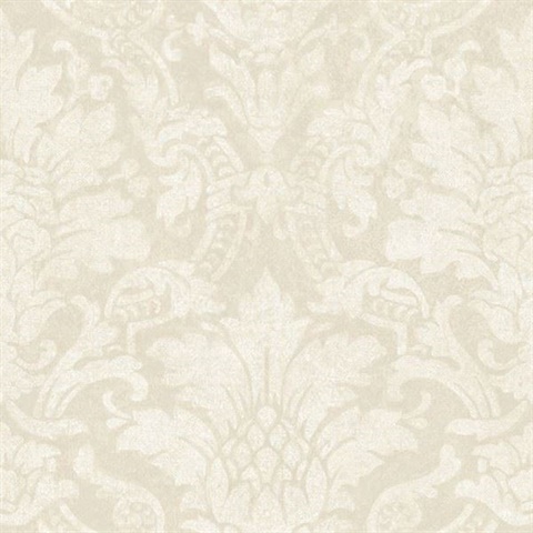 Cynthia Grey Distressed Damask Wallpaper