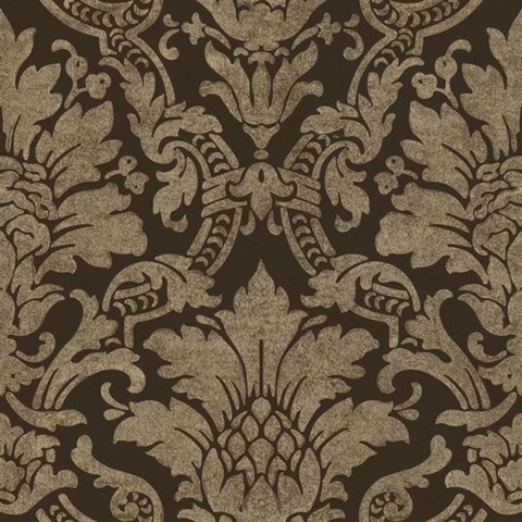 Cynthia Black Distressed Damask Wallpaper