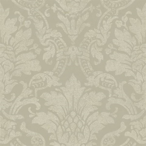 Cynthia Charcoal Distressed Damask Wallpaper