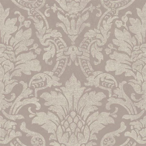 Cynthia Purple Distressed Damask Wallpaper