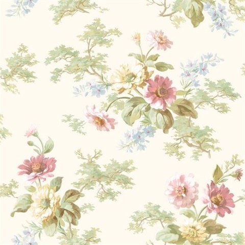 Julie Rose Floral Boquet Wallpaper
