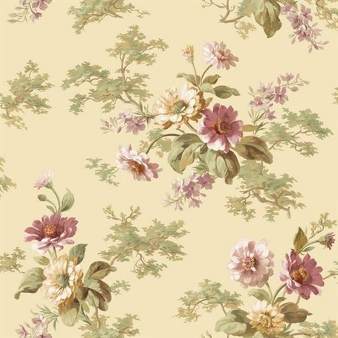 Julie Sand Floral Bouquet Wallpaper