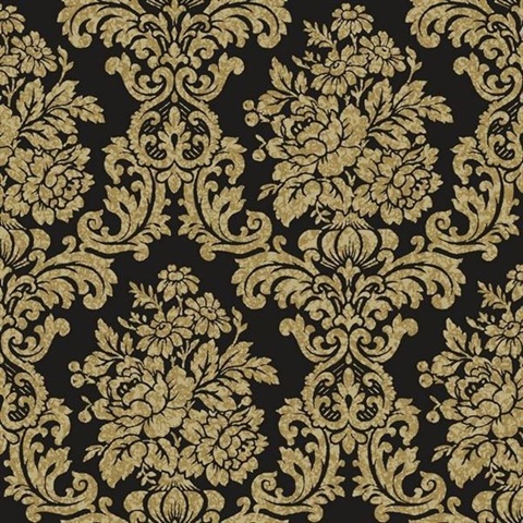 black and gold damask wallpaper