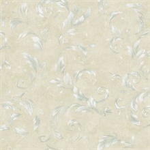 Edith Blue Acanthus Brushstroke Wallpaper