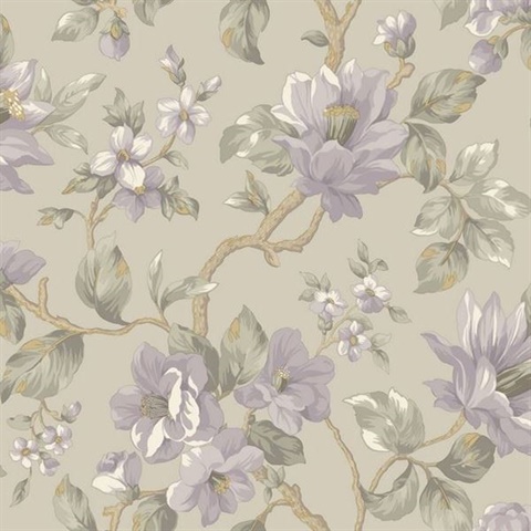 Berkin Grey Large Floral Vine Wallpaper