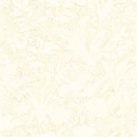 Fauna Cream Silhouette Leaves Wallpaper