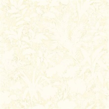 Fauna Cream Silhouette Leaves Wallpaper