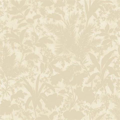 Fauna Beige Silhouette Leaves Wallpaper