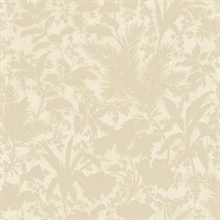 Fauna Beige Silhouette Leaves Wallpaper